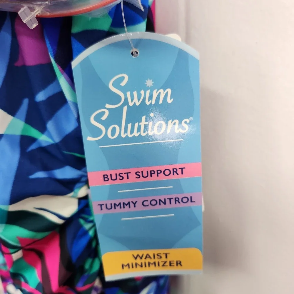 Swim Solutions Off The Shoulder Tummy‎ Control One Piece Swimsuit 18 ymy2823 - Picture 6 of 9